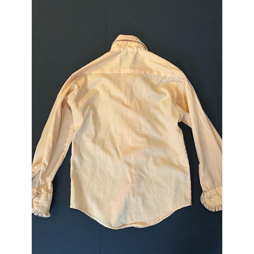 Rare Vtg  70s DELTON Peach Tux Tuxedo Formal Wear Boys Ruffle Ruffled SHIRT Sz M - Picture 5 of 5
